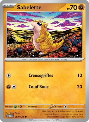 Carte Pokémon Sabelette 068/132, extension Méga-Évolution
