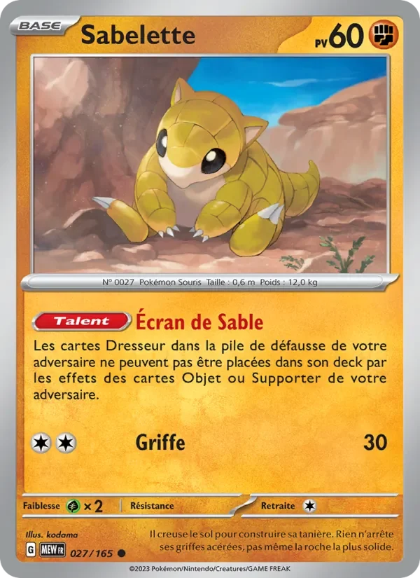 Carte Pokémon Sabelette 027/165 — 151