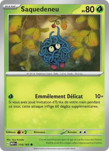 Carte Pokémon Saquedeneu 114/165, extension 151