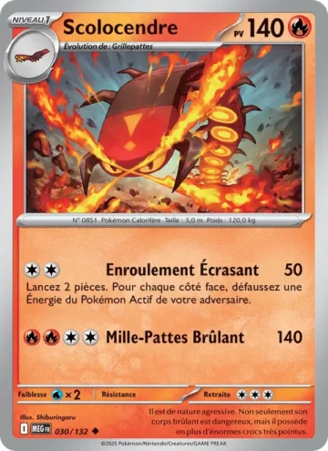Carte Pokémon Scolocendre 030/132, extension Méga-Évolution