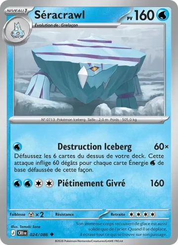 Carte Pokémon Séracrawl 024/086, extension Chaos Ascendant