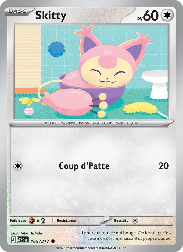Carte Pokémon Skitty 165/295 — Héros Transcendants