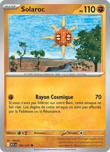 Carte Pokémon Solaroc 106/217, extension Héros Transcendants