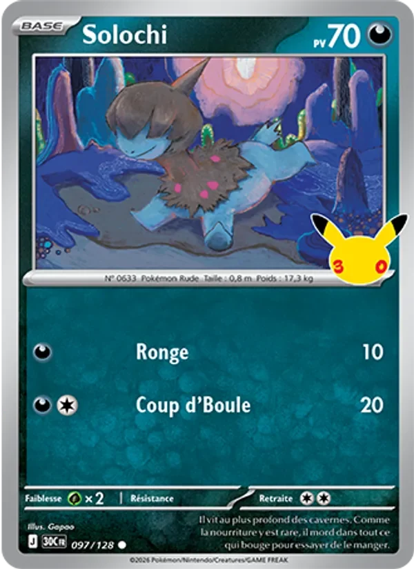 Carte Pokémon Solochi 097/128 du set 30e Anniversaire
