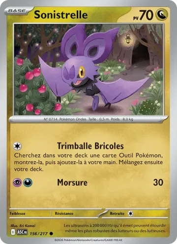 Carte Pokémon Sonistrelle 156/217, extension Héros Transcendants