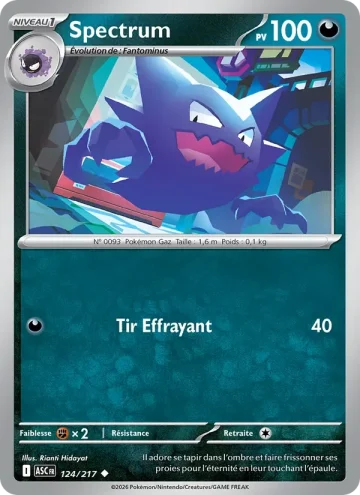 Carte Pokémon Spectrum 124/217, extension Héros Transcendants