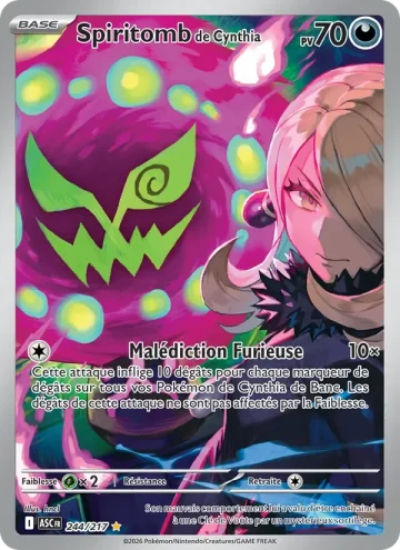 Carte Pokémon Spiritomb de Cynthia 244/217, extension Héros Transcendants