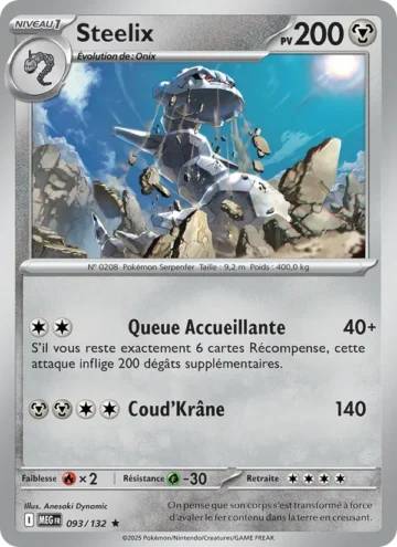 Carte Pokémon Steelix 093/132, extension Méga-Évolution