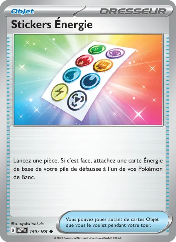 Carte Pokémon Stickers Énergie 159/165 — 151