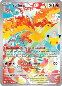 Carte Pokémon Sulfura 130/128 du set 30e Anniversaire