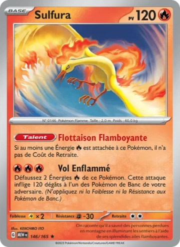 Carte Pokémon Sulfura 146/165, extension 151