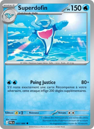 Carte Pokémon Superdofin 022/084, extension Nuit Noire