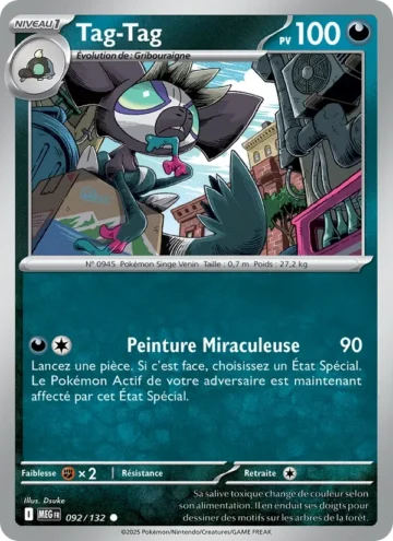 Carte Pokémon Tag-Tag 092/132, extension Méga-Évolution