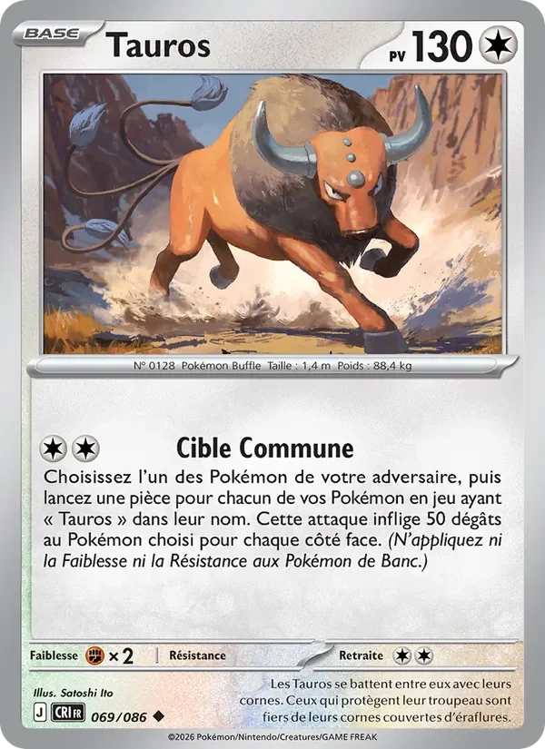Carte Pokémon Tauros 069/122 — Chaos Ascendant