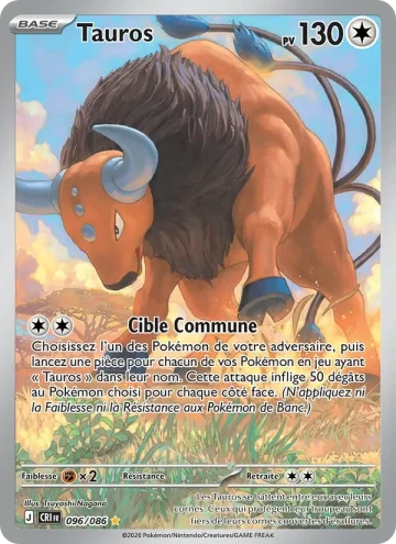 Carte Pokémon Tauros 096/086, extension Chaos Ascendant