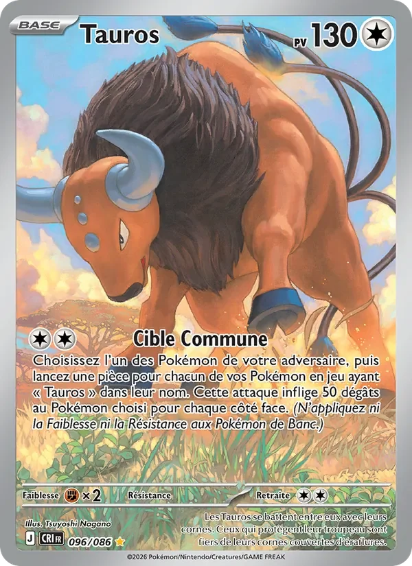 Carte Pokémon Tauros 096/122 — Chaos Ascendant