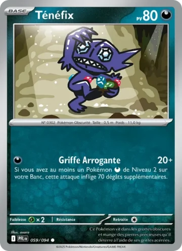 Carte Pokémon Ténéfix 059/094, extension Flammes Fantasmagoriques