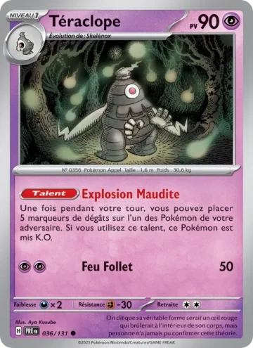 Carte Pokémon Téraclope 036/131, extension Évolutions Prismatiques