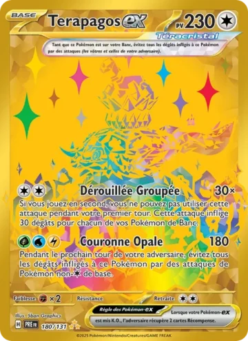 Carte Pokémon Terapagos-ex 180/131, extension Évolutions Prismatiques