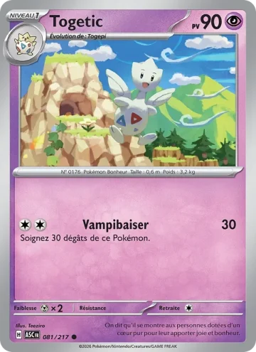 Carte Pokémon Togetic 081/217, extension Héros Transcendants