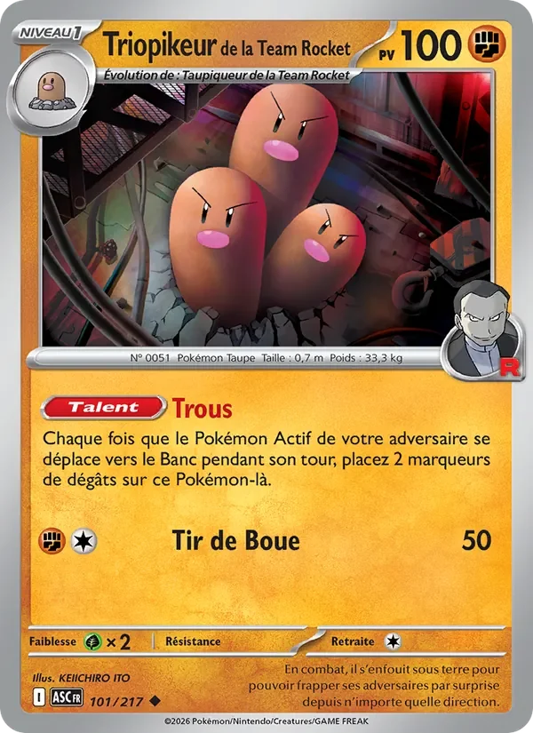 Carte Pokémon Triopikeur de la Team Rocket 101/295 — Héros Transcendants