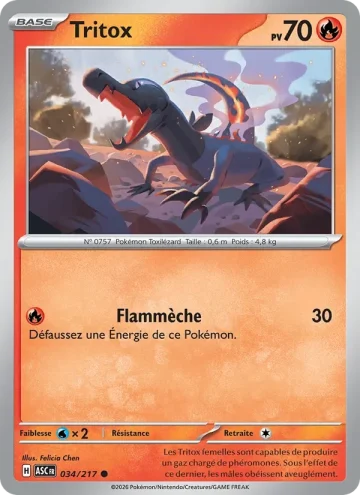 Carte Pokémon Tritox 034/217, extension Héros Transcendants