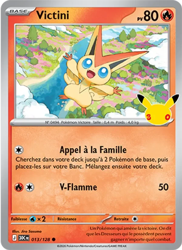 Carte Pokémon Victini 013/128 du set 30e Anniversaire