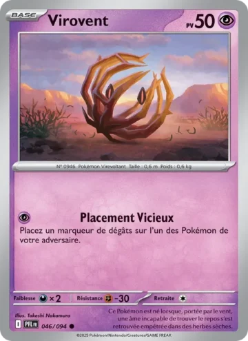 Carte Pokémon Virovent 046/094, extension Flammes Fantasmagoriques