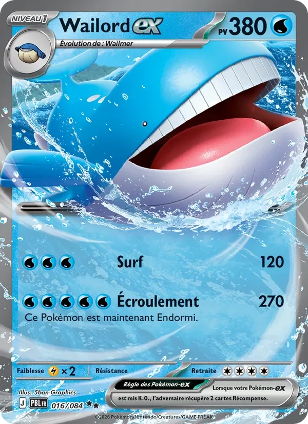 Carte Pokémon Wailord-ex 016/120 — Nuit Noire