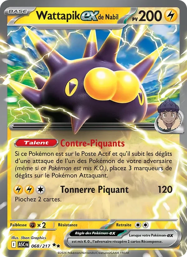 Carte Pokémon Wattapik-ex de Nabil 068/295 — Héros Transcendants