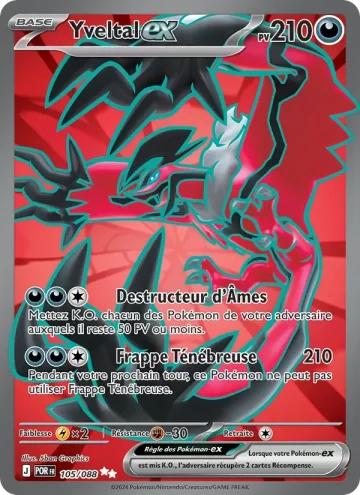 Carte Pokémon Yveltal-ex 105/088, extension Équilibre Parfait