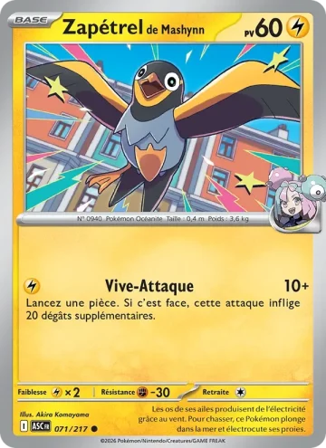 Carte Pokémon Zapétrel de Mashynn 071/217, extension Héros Transcendants