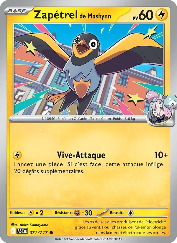 Carte Pokémon Zapétrel de Mashynn 071/295 — Héros Transcendants