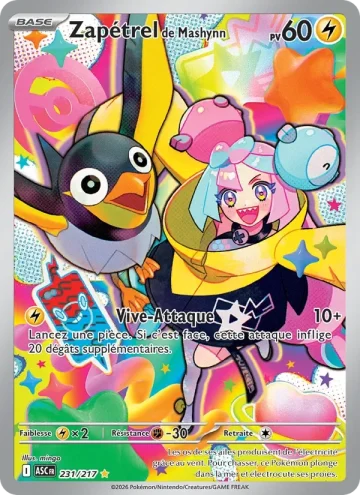 Carte Pokémon Zapétrel de Mashynn 231/217, extension Héros Transcendants