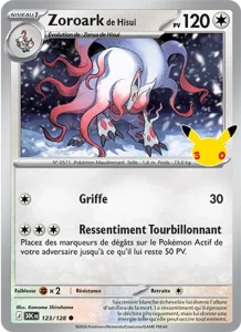 Carte Pokémon Zoroark de Hisui 123/128 du set 30e Anniversaire