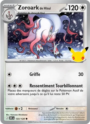 Carte Pokémon Zoroark de Hisui 123/128, extension Pokémon 30e Anniversaire