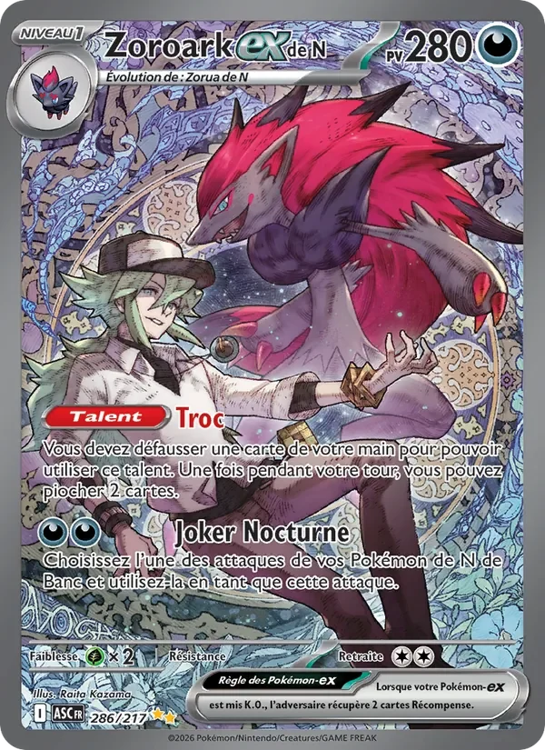 Carte Pokémon Zoroark-ex de N 286/295 — Héros Transcendants