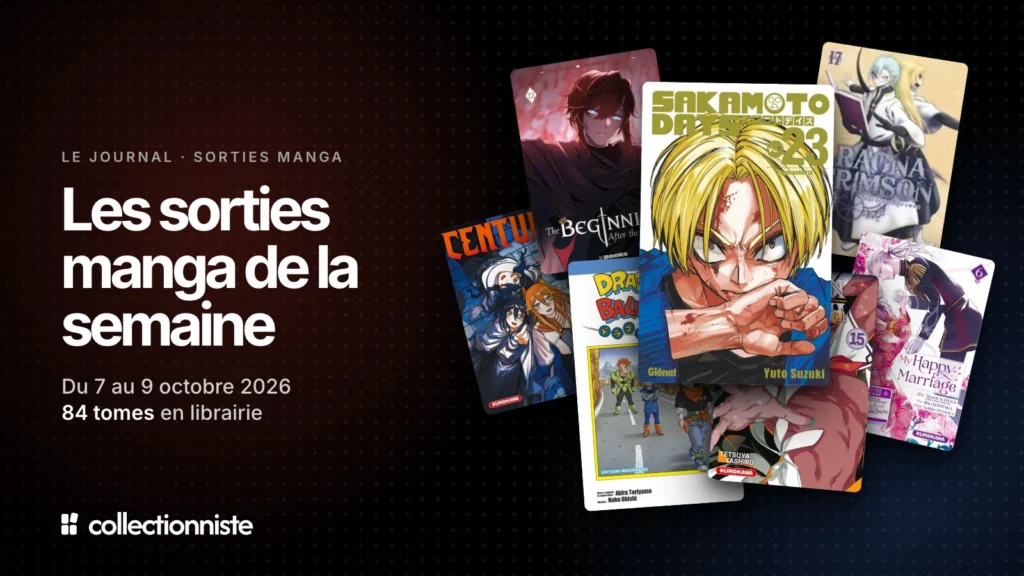 Les sorties manga du 7 au 9 octobre 2026 : couvertures de Sakamoto Days 23, Dragon Ball SD 12, Ragna Crimson 17 et The Beginning After the End 12