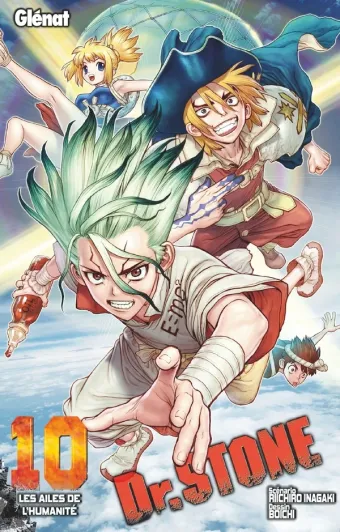 Couverture du manga Dr. Stone Tome 10, « Les ailes de l'humanité »