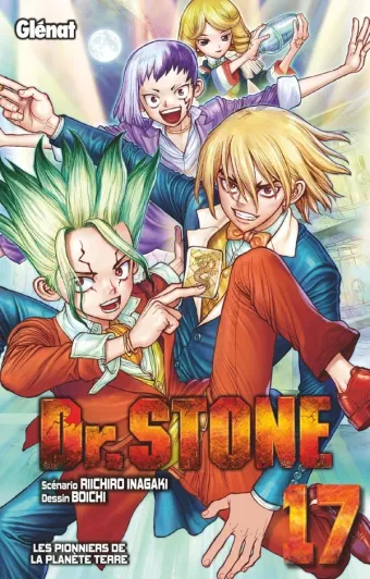 Couverture du manga Dr. Stone Tome 17, « Les pionniers de la planète Terre »