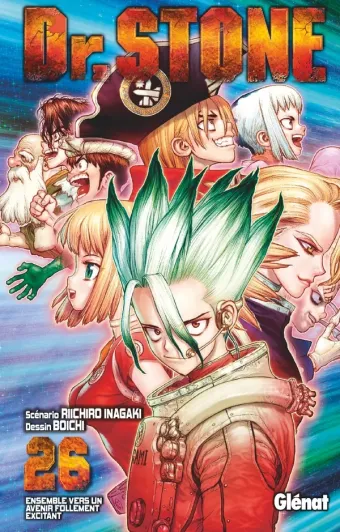 Couverture du manga Dr. Stone Tome 26, « Ensemble vers un avenir follement excitant »
