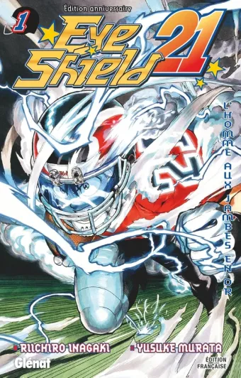 Couverture du manga Eye shield 21 Tome 1, « L'homme aux jambes d'or »