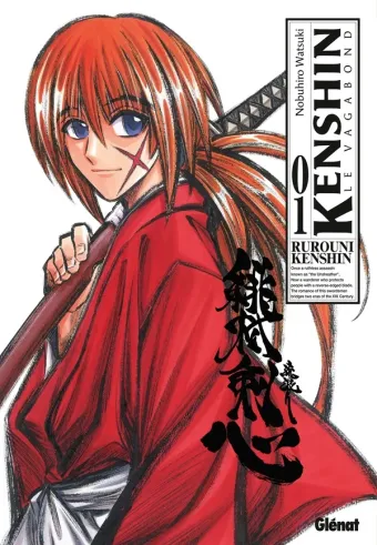 Couverture du manga Kenshin le vagabond Tome 1, « Kenshin, dit Battosaï Himura »