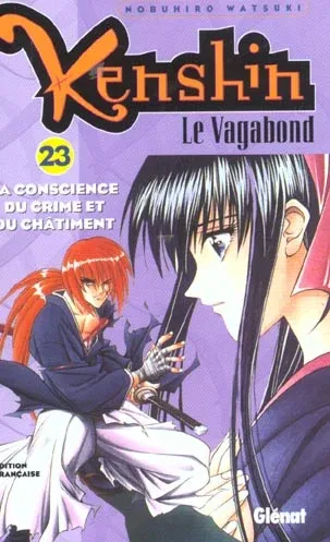 Couverture du manga Kenshin le vagabond Tome 23, « La conscience du crime et du châtiment »