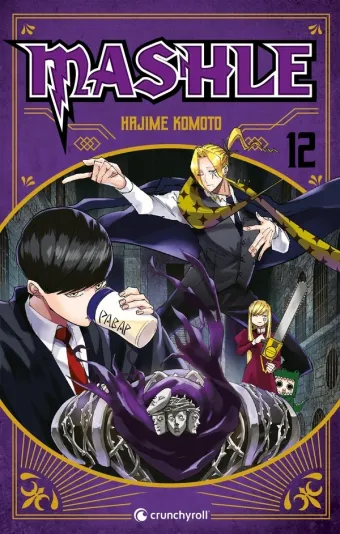 Couverture du manga Mashle Tome 12, « Mash Burnedead et les quintuplés de l'enfer »
