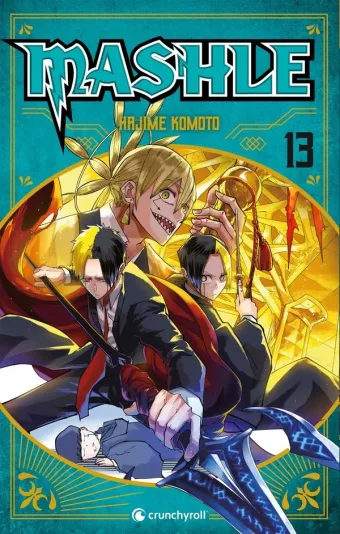 Couverture du manga Mashle Tome 13, « Rayne Ames et le redoutable hallebardier »