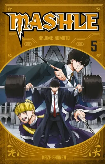 Couverture du manga Mashle Tome 5, « Mash Burnedead et le miroir magique »