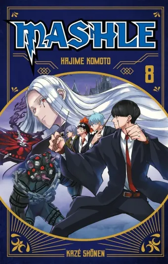 Couverture du manga Mashle Tome 8, « Mash Burnedead et les quatre anneaux de diamant »