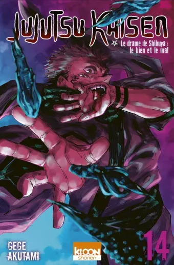Couverture du manga Jujutsu kaisen Tome 14, « Le drame de Shibuya, le bien et le mal »