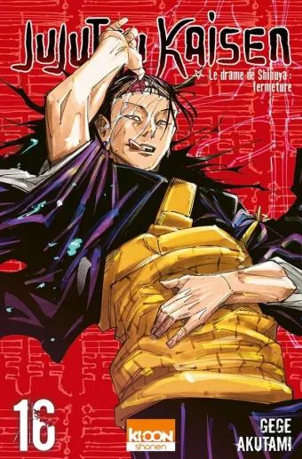 Couverture du manga Jujutsu kaisen Tome 16, « Le drame de Shibuya, fermeture »